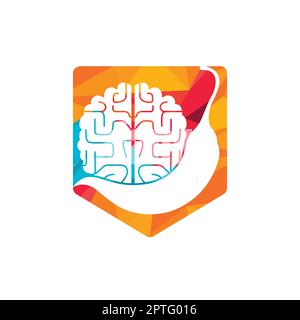 Chili brain vector logo design template. Spicy intelligence logo design concept. Stock Vector