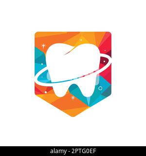 Dental planet vector logo design. Dentistry clinic vector logo concept. Stock Vector