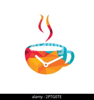 Coffee time vector logo design. Coffee cup time clock concept design. Stock Vector