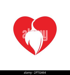 Chili and heart vector logo design. Hot food logo concept vector. Hot chili icon symbol. Stock Vector