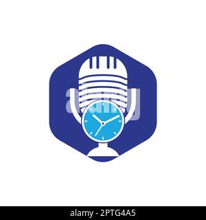 Podcast time vector logo design template. Stock Vector