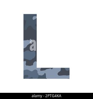 English alphabet letter L, khaki style isolated on white background - Vector illustration Stock Photo