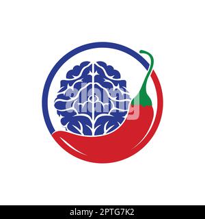 Chili brain vector logo design template. Spicy intelligence logo design concept. Stock Vector