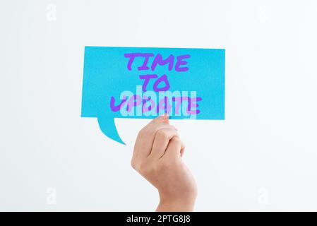 Hand writing sign Time To Update, Word for System software update for enhancement or compatibility Stock Photo