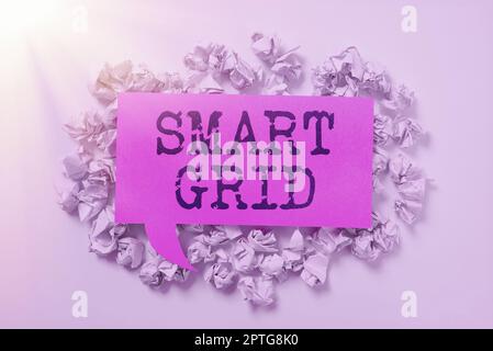 Conceptual caption Smart Grid, Business idea includes of operational and energy measures including meters Stock Photo