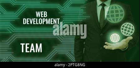 Conceptual caption Web Development Team, Internet Concept in control of all the processes throughout the entire project Stock Photo