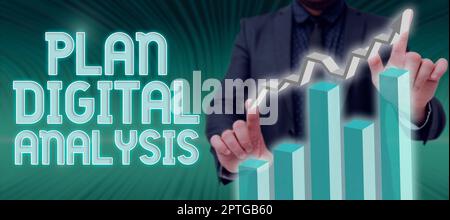 Text caption presenting Plan Digital Analysis, Internet Concept sales data and economic growth graph chart, business strategy Stock Photo