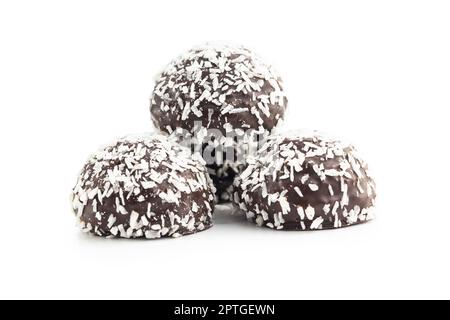 Coconut chocolate balls isolated on the white background. Stock Photo