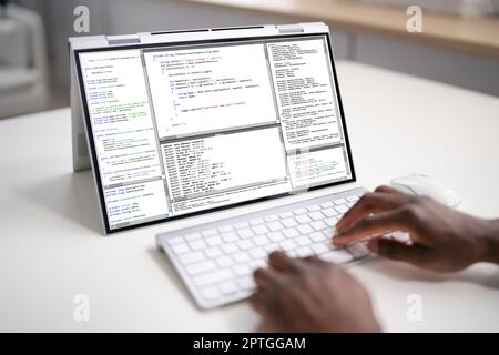 African American Web Developer Programmer. Coding Software Stock Photo