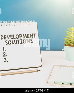 Text sign showing Development Solutions, Word Written on Efficient Planning based on the Company needs Stock Photo
