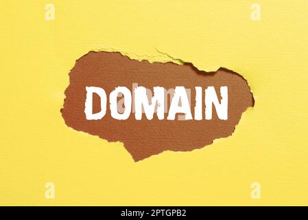 Conceptual display Domain, Business overview identification string that defines a realm of administrative autonomy Stock Photo