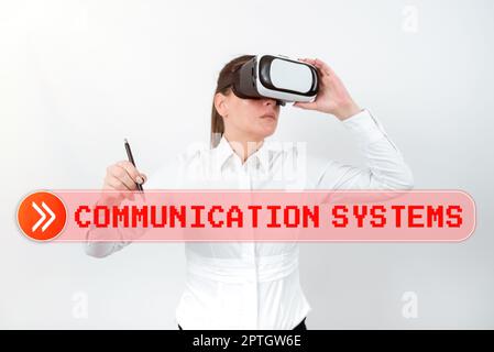 Hand writing sign Communication Systems, Conceptual photo Flow of Information use of Machine to transmit signals Stock Photo