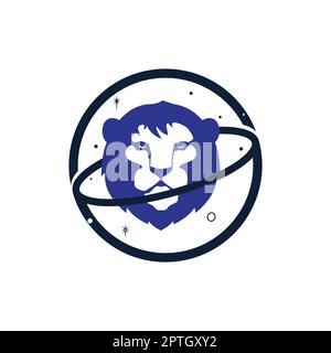 Lion planet vector logo design template. Stock Vector