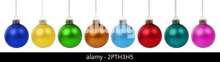 Collection of christmas decoration with colorful balls many baubles isolated on a white background Stock Photo