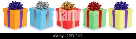 Christmas and birthday gifts presents collection deco banner isolated on a white background Stock Photo