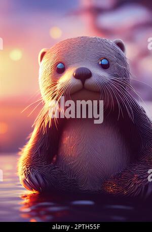 liquid cute and adorable baby otter Color