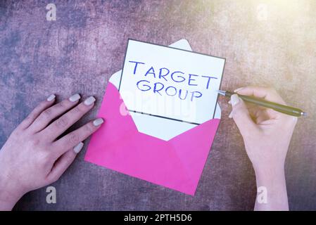 Text caption presenting Target Group, Business showcase Particular showing that an advertisement intended to reach to Stock Photo