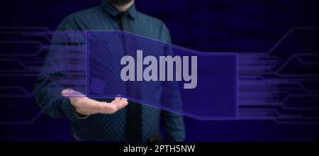 Business Man Presenting New Futuristic Technologies. Stock Photo