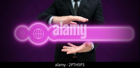 Business Man Presenting New Futuristic Technologies. Stock Photo