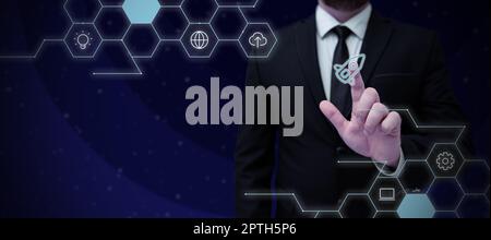 Business Man Presenting New Futuristic Technologies. Stock Photo