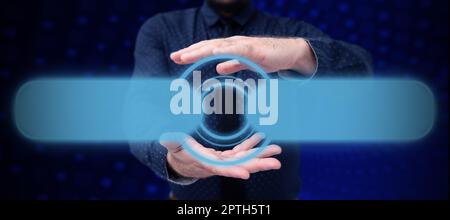 Business Man Presenting New Futuristic Technologies. Stock Photo