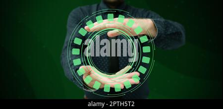 Business Man Presenting New Futuristic Technologies. Stock Photo