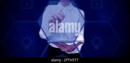 Business Man Presenting New Futuristic Technologies. Stock Photo