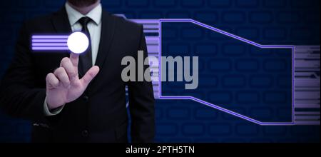 Business Man Presenting New Futuristic Technologies. Stock Photo