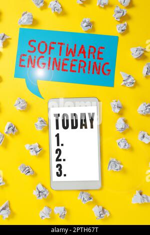 Writing displaying text Software Engineering, Concept meaning Program Development in Systematic Quantifiable approach Stock Photo