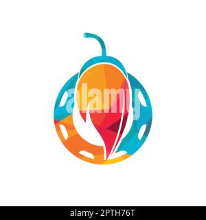 Chili hot and spicy food vector logo design inspiration. Chili pepper with gear icon vector logo template. Stock Vector