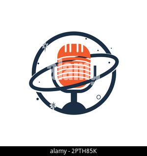 Podcast planet vector logo design. Creative space podcast logo design. Stock Vector