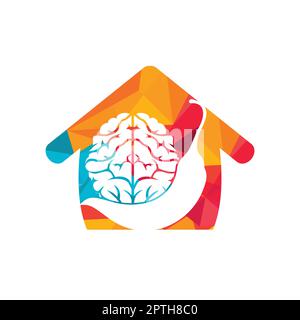 Chili brain vector logo design template. Spicy intelligence logo design concept. Stock Vector