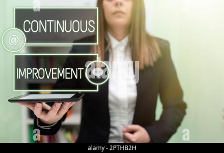 Handwriting text Continuous Improvement, Concept meaning Ongoing Effort to Advance Never ending changes Stock Photo