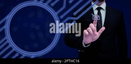 Business Man Presenting New Futuristic Technologies. Stock Photo