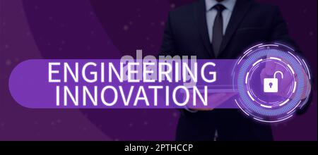 Text caption presenting Engineering Innovation, Word for Process expressed in Logic and Mathematical Form Stock Photo