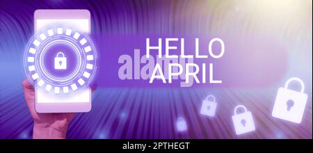 Text caption presenting Hello April, Internet Concept a greeting expression used when welcoming the month of April Stock Photo