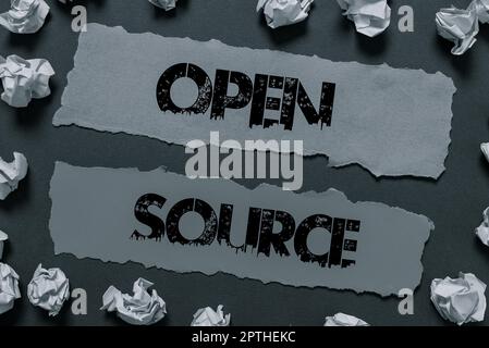 Handwriting text Open Source, Conceptual photo contains the source code that can be modified and enhanced Stock Photo