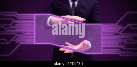 Business Man Presenting New Futuristic Technologies. Stock Photo