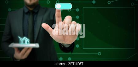 Business Man Presenting New Futuristic Technologies. Stock Photo