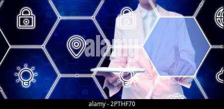Business Man Presenting New Futuristic Technologies. Stock Photo