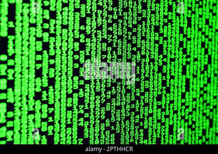 Macro of password selection on the monitor of the office computer. The concept of hacking the protection of a personal data keeper. The stream of supp Stock Photo