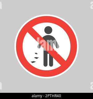No throwing rubbish red prohibition sign Stock Vector