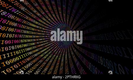Driving Through Binary Data Tunnel Stock Photo