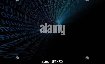 Driving Through Binary Data Tunnel Stock Photo