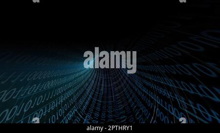 Driving Through Binary Data Tunnel Stock Photo