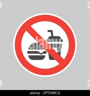 No eating or drinking red prohibition sign Stock Vector