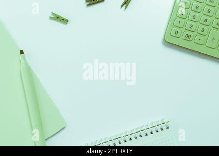 Multiple Assorted Collection Office Stationery Photo Placed Over Table Stock Photo