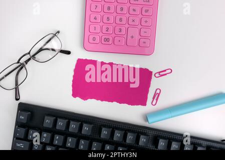 Office Supplies Over Desk With Keyboard And Glasses And Coffee Cup For Working Stock Photo