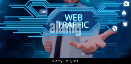 Text showing inspiration Web Traffic, Concept meaning amount of web users and attempted visit measured of a website Stock Photo