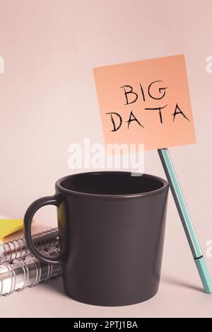 Writing displaying text Big Data, Word for sets that so complex that traditional software cant deal with them Stock Photo